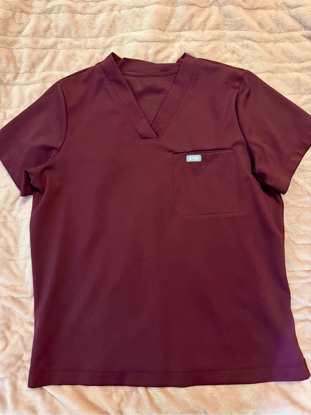 Figs Burgundy Scrubs Top